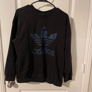adidas blue floral logo crewneck